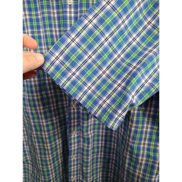 Croft&Barrow Men's XL Shirt Blue Green Plaid Collared Button Shirt Sleeve - Picture 7 of 10